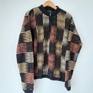 Ted Lapidus Paris Stylish Multicolor Zip-Up Cotton Sweater for Men French Men